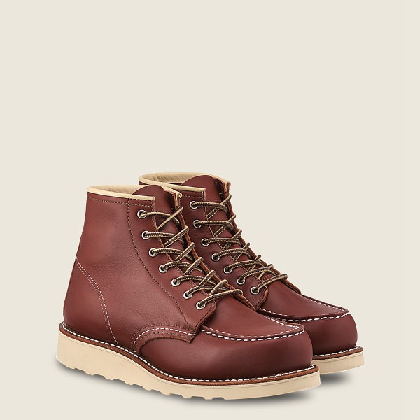 Red Wing Heritage Boots Burgundy - Womens 6-inch Classic Moc - Short Atanado Leather - 8347-STPMD